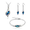 2018 New Wholesale Austrian Crystal Jewelry Sets Water Drop Pendant Necklace Stud Earring Bracelet Silver Plated Jewellery Women