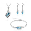2018 New Wholesale Austrian Crystal Jewelry Sets Water Drop Pendant Necklace Stud Earring Bracelet Silver Plated Jewellery Women
