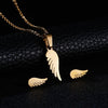 RINHOO Fish Horse Wing Rose Flower Gold Color Stainless Steel Sets For Women Necklace Earrings Jewelry Set Wedding Jewelry