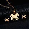 RINHOO Fish Horse Wing Rose Flower Gold Color Stainless Steel Sets For Women Necklace Earrings Jewelry Set Wedding Jewelry