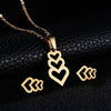 RINHOO Fish Horse Wing Rose Flower Gold Color Stainless Steel Sets For Women Necklace Earrings Jewelry Set Wedding Jewelry