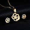 RINHOO Fish Horse Wing Rose Flower Gold Color Stainless Steel Sets For Women Necklace Earrings Jewelry Set Wedding Jewelry