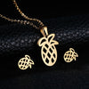 RINHOO Fish Horse Wing Rose Flower Gold Color Stainless Steel Sets For Women Necklace Earrings Jewelry Set Wedding Jewelry