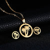RINHOO Fish Horse Wing Rose Flower Gold Color Stainless Steel Sets For Women Necklace Earrings Jewelry Set Wedding Jewelry